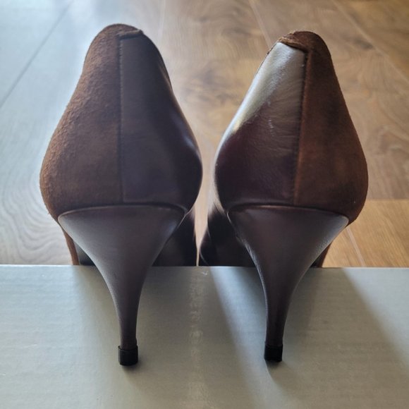 Made in Spain Vintage Nuova’moda brown leather & suede heels - Picture 5 of 9